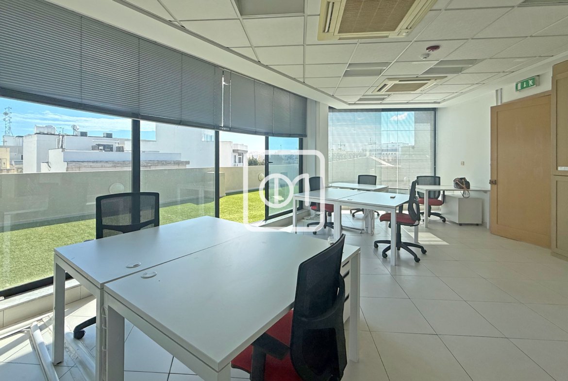 furnished penthouse office with terrace