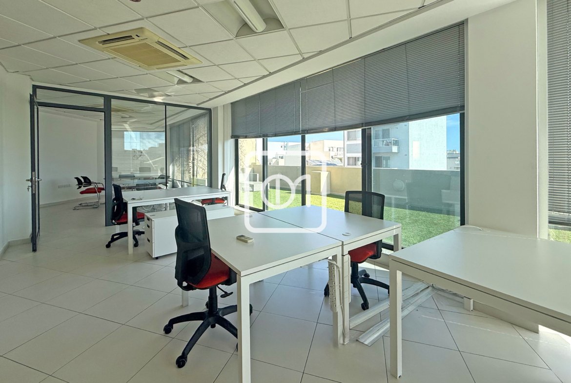 furnished penthouse office with terrace